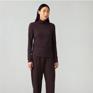EILEEN Fisher Scrunch Neckline Jersey Top